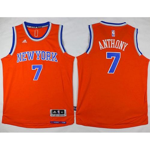 New York Knicks #7 Carmelo Anthony Orange Stitched Youth Jersey Youth