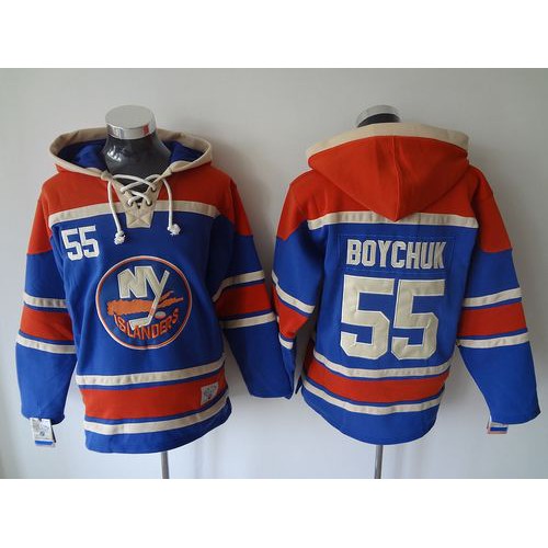 New York Islanders #55 Johnny Boychuk Baby Blue Sawyer Hooded Sweatshirt Stitched Jersey Men's