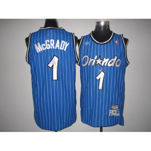 Mitchell And Ness Orlando Magic #1 Tracy Mcgrady Stitched Blue Throwback Jersey Mens