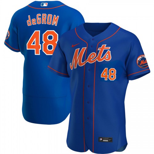 New York New York Mets #48 Jacob deGrom Men's Royal Alternate 2020 Authentic Player Jersey Men's
