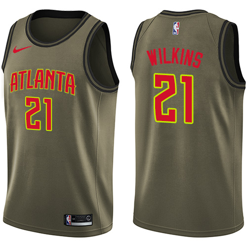 Atlanta Hawks #21 Dominique Wilkins Green Salute to Service Youth Swingman Jersey Youth