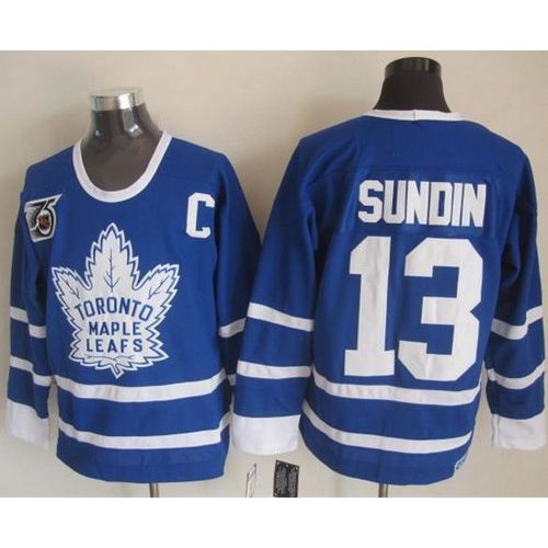 Maple Toronto Maple Leafs #13 Mats Sundin Blue 75th CCM Throwback Stitched Jersey Men's