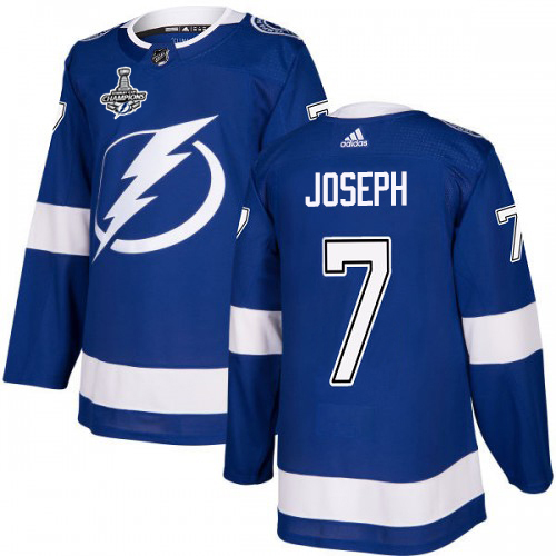 Adidas Tampa Bay Lightning #7 Mathieu Joseph Blue Home Authentic 2020 Stanley Cup Champions Stitched Jersey Men's