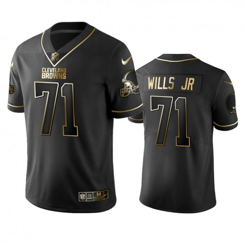 Cleveland Cleveland Browns #71 Jedrick Wills Men's Black Golden Edition Vapor Limited Jersey Men's