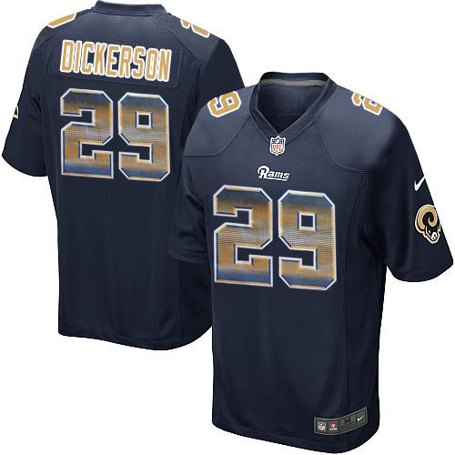 Rams #29 Eric Dickerson Navy Blue Team Color Men's Stitched Limited Strobe Jersey
