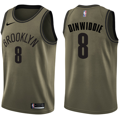 Brooklyn Nets #8 Spencer Dinwiddie Green Swingman Salute to Service Jersey Mens