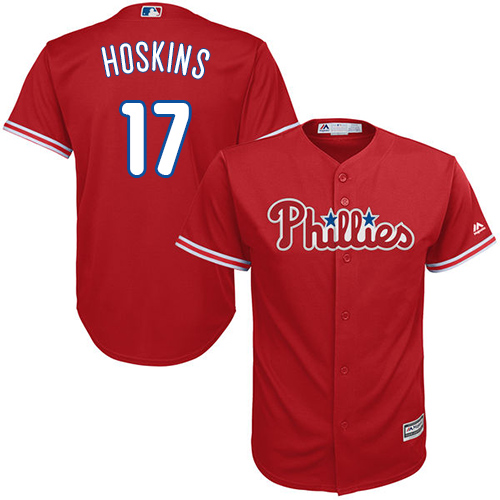 Philadelphia Phillies #17 Rhys Hoskins Red New Cool Base Stitched Jersey Men's