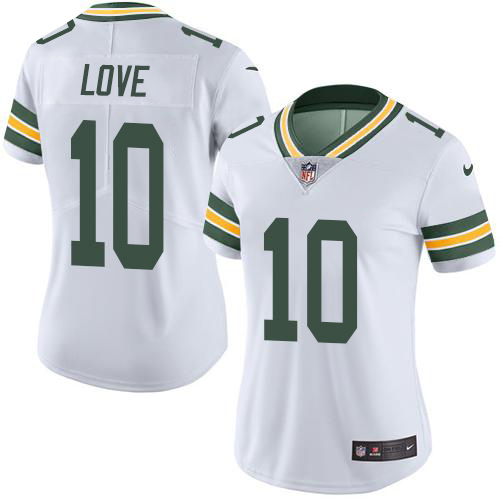 Packers #10 Jordan Love White Women's Stitched Vapor Untouchable Limited Jersey