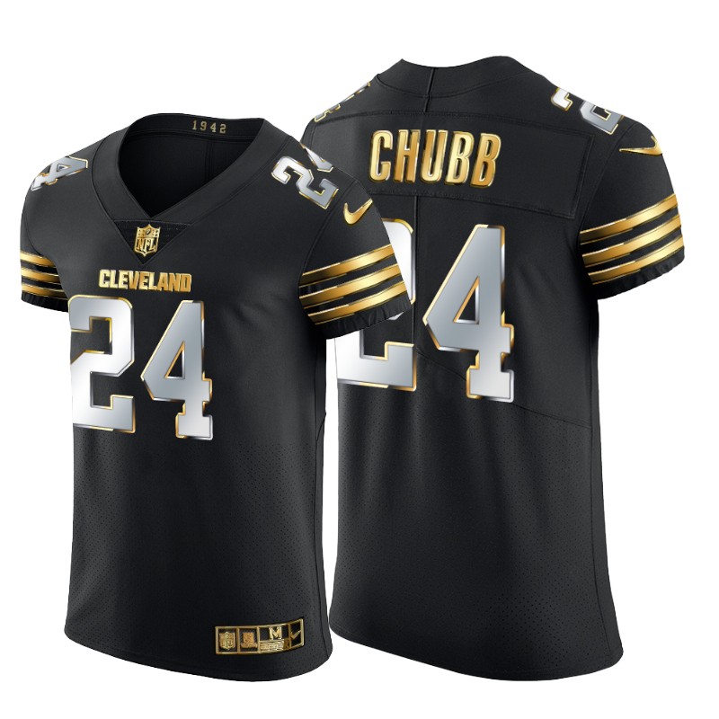 Cleveland Browns #24 Nick Chubb Men's Black Edition Vapor Untouchable Elite Jersey