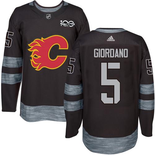 Adidas Calgary Flames #5 Mark Giordano Black 1917-2017 100th Anniversary Stitched Jersey Men's