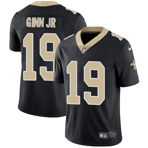 New Orleans Saints #19 Ted Ginn Jr Black Team Color Men's Stitched Vapor Untouchable Limited Jersey Men's