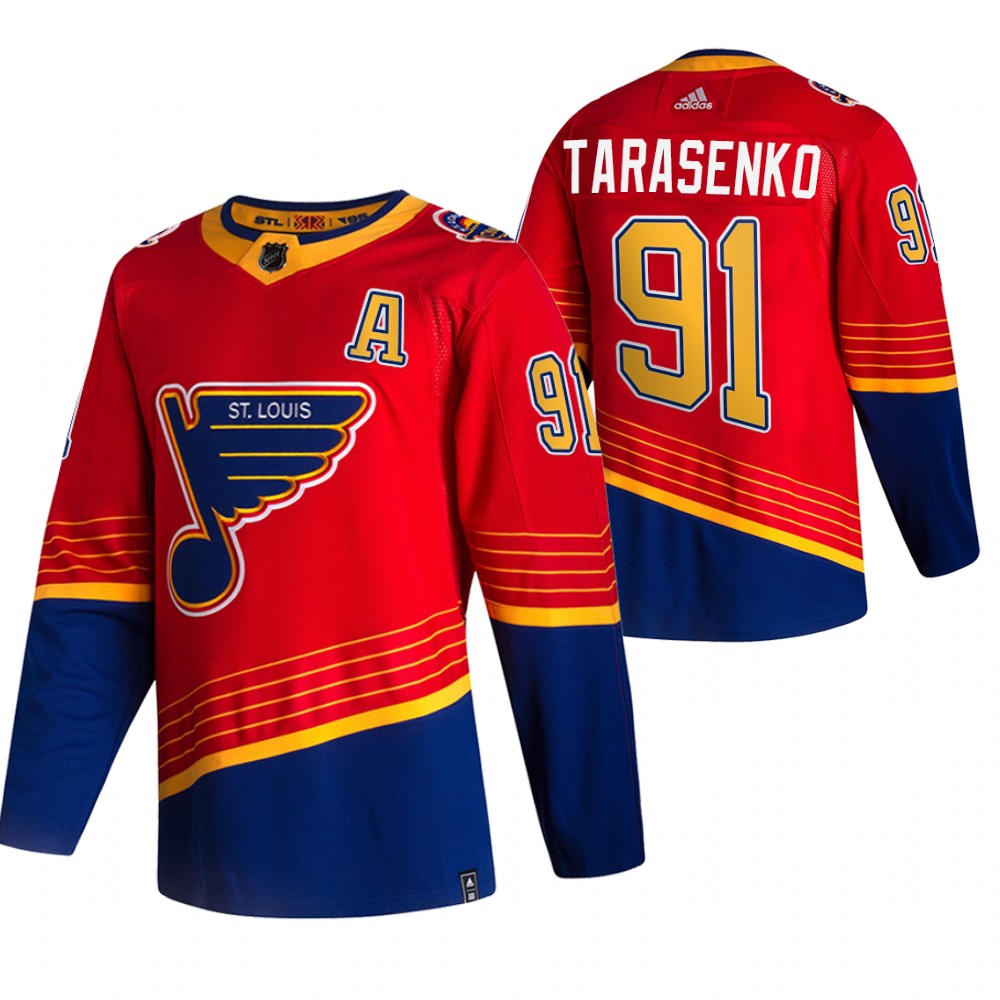 St. Louis Blues #91 Vladimir Tarasenko Red Men's Adidas 2020-21 Reverse Retro Alternate Jersey