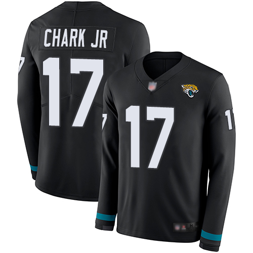 Jacksonville Jaguars #17 DJ Chark Jr Black Team Color Men's Stitched Limited Therma Long Sleeve Jersey Men's