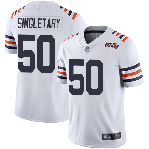 Bears #50 Mike Singletary White Alternate Men's Stitched Vapor Untouchable Limited 100th Season Jersey