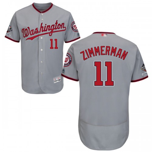 Washington Nationals #11 Ryan Zimmerman Grey Flexbase Authentic Collection 2019 World Series Champions Stitched Jersey Men's