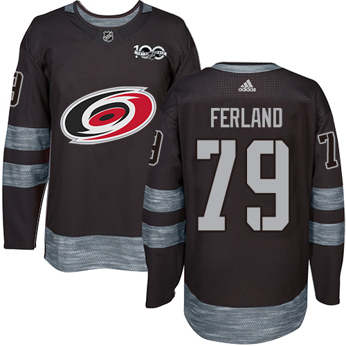 Adidas Carolina Hurricanes #79 Michael Ferland Black 1917-2017 100th Anniversary Stitched Jersey Men's
