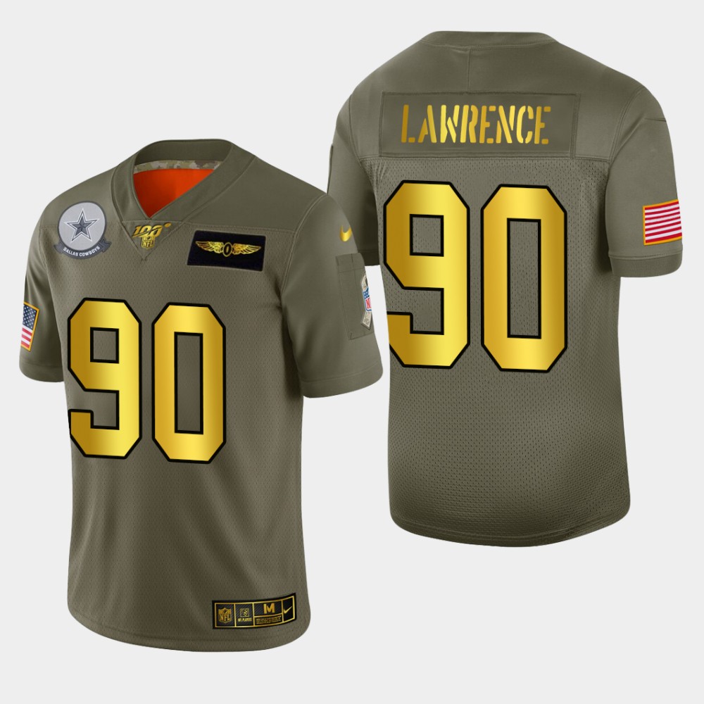 Dallas Cowboys #90 Demarcus Lawrence Men's Olive Gold 2019 Salute To Service Limited 100 Jersey
