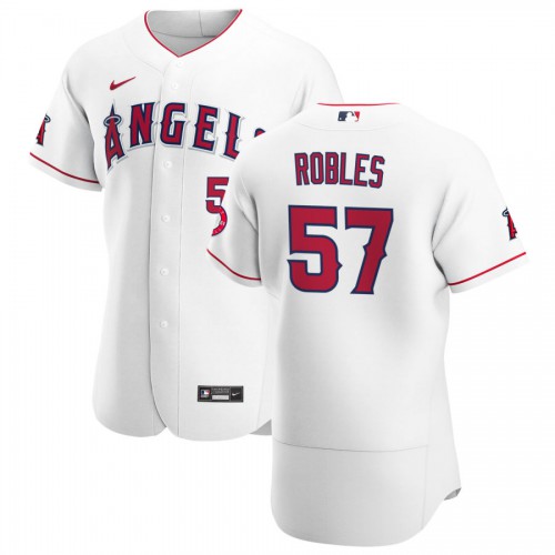 Los Angeles Los Angeles Angels #57 Hansel Robles Men's White Home 2020 Authentic Player Jersey Men's