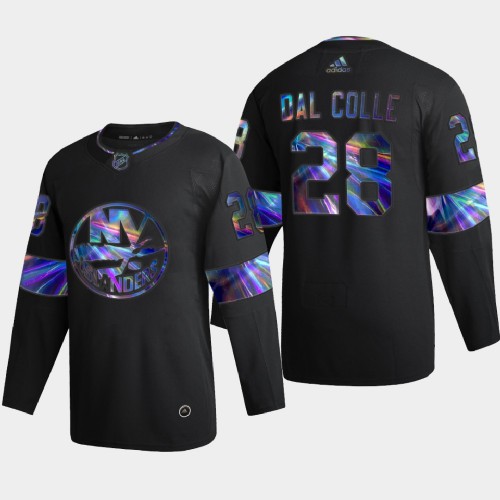 New York New York Islanders #28 Michael Dal Colle Men's Iridescent Holographic Collection Jersey - Black Men's