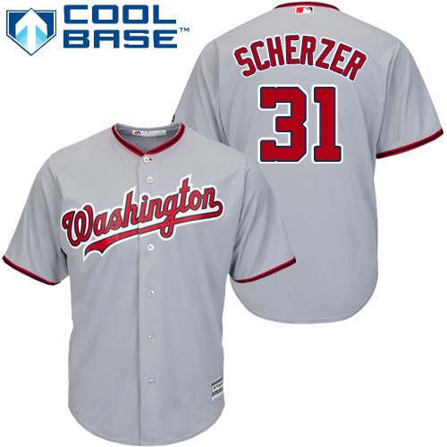 Washington Nationals #31 Max Scherzer Grey Cool Base Stitched Youth Jersey Youth