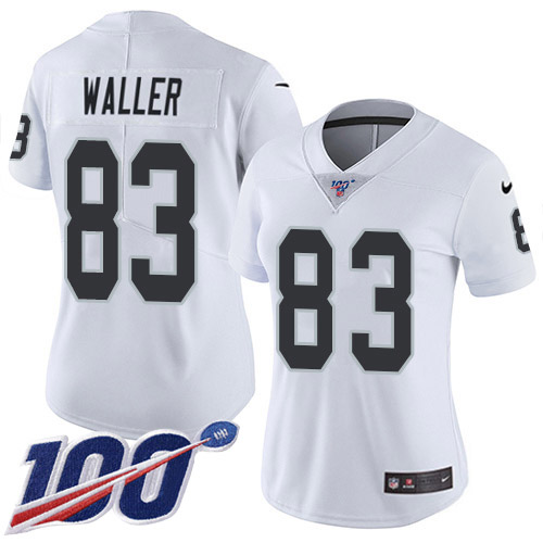 Raiders #83 Darren Waller White Women's Stitched 100th Season Vapor Limited Jersey