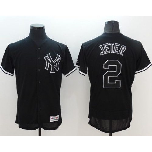 New York Yankees #2 Derek Jeter Black Fashion Flexbase Authentic Collection Stitched Jersey Men's