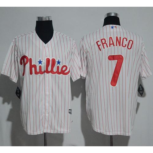 Philadelphia Phillies #7 Maikel Franco White(Red Strip) New Cool Base Stitched Jersey Men's