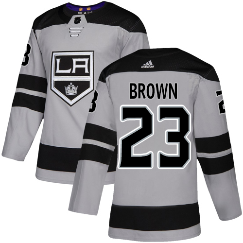 Adidas Los Angeles Kings #23 Dustin Brown Gray Alternate Authentic Stitched Youth Jersey Youth