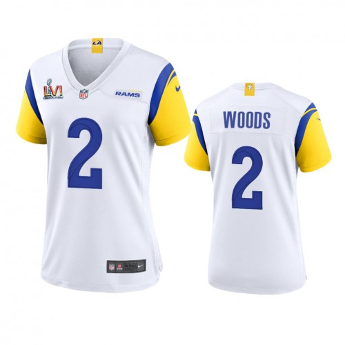 Los Angeles Los Angeles Rams #2 Robert Woods Women's Super Bowl LVI Patch Alternate Game Jersey - White Womens