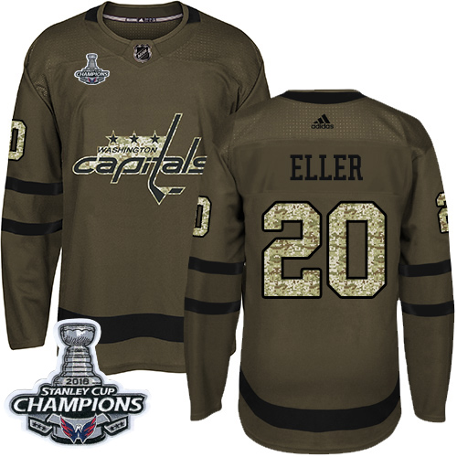 Adidas Washington Capitals #20 Lars Eller Green Salute to Service Stanley Cup Final Champions Stitched Jersey Men's