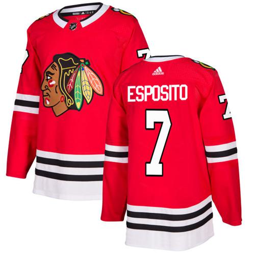 Adidas Chicago Blackhawks #7 Tony Esposito Red Home Authentic Stitched Jersey Men's