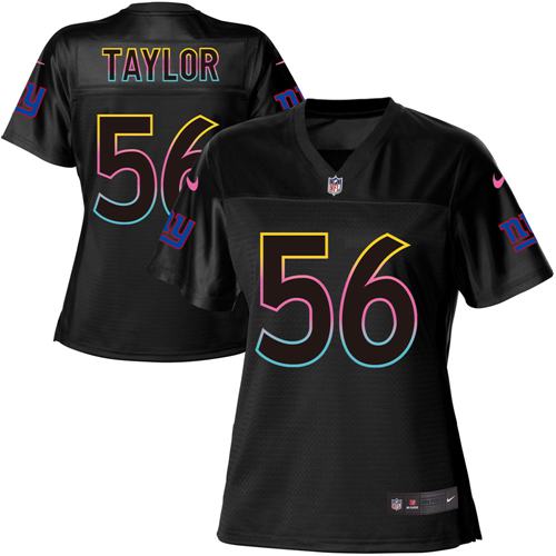 Giants #56 Lawrence Taylor Black Women's Fashion Game Jersey