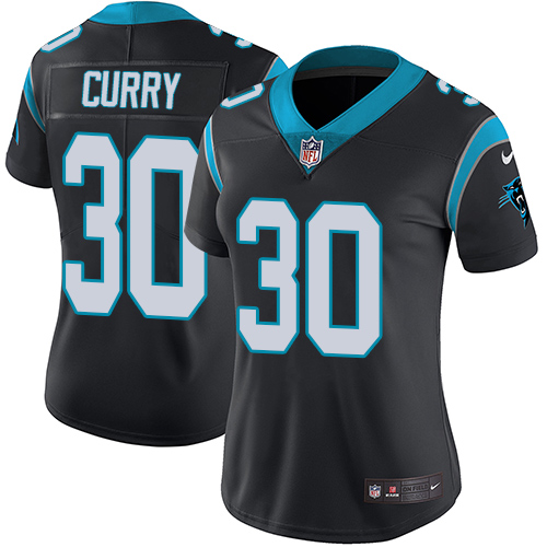 Carolina Panthers #30 Stephen Curry Black Team Color Women's Stitched Vapor Untouchable Limited Jersey Womens