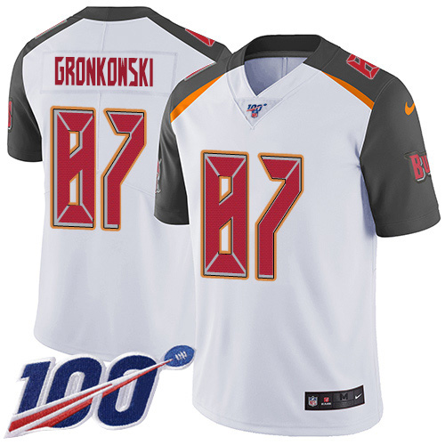Buccaneers #87 Rob Gronkowski White Men's Stitched 100th Season Vapor Untouchable Limited Jersey