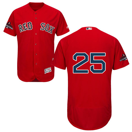 Boston Red Sox #25 Jackie Bradley Jr Red Flexbase Authentic Collection 2018 World Series Champions Stitched Jersey Men's