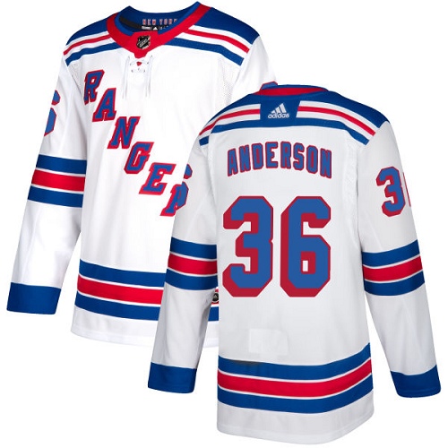 Adidas New York Rangers #36 Glenn Anderson White Away Authentic Stitched Jersey Men's