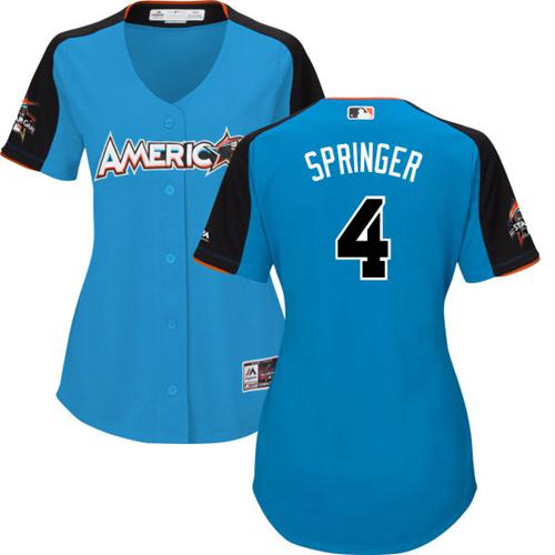 Houston Astros #4 George Springer Blue 2017 All-Star American League Women's Stitched Jersey Womens