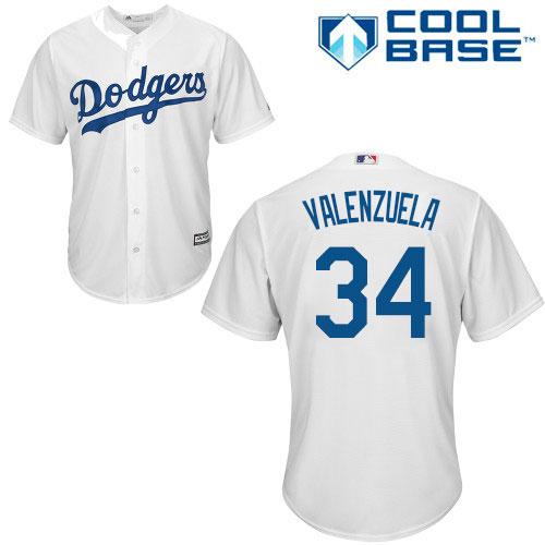 Los Angeles Dodgers #34 Fernando Valenzuela White Cool Base Stitched Youth Jersey Youth