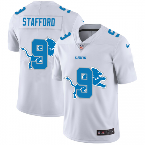 Detroit Detroit Lions #9 Matthew Stafford White Men's Team Logo Dual Overlap Limited Jersey Men's