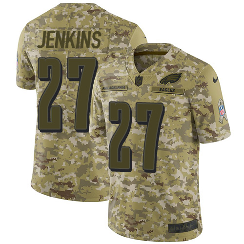 Philadelphia Eagles #27 Malcolm Jenkins Camo Men's Stitched Limited 2018 Salute To Service Jersey Men's