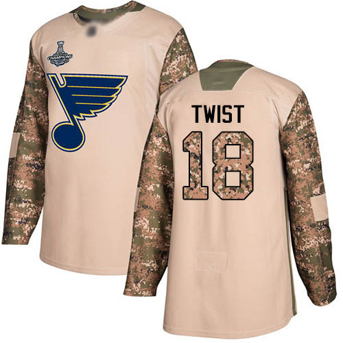 Adidas St. Louis Blues #18 Tony Twist Camo Authentic 2017 Veterans Day Stanley Cup Champions Stitched Jersey Men's