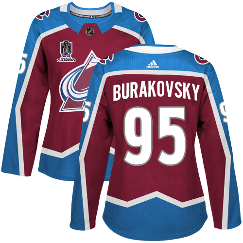 Adidas Colorado Avalanche #95 Andre Burakovsky Burgundy Women's 2022 Stanley Cup Champions Burgundy Home Authentic Stitched Jersey Womens