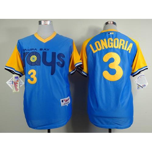 Tampa Bay Rays #3 Evan Longoria Light Blue 1988 Turn Back The Clock Stitched Jersey Men's