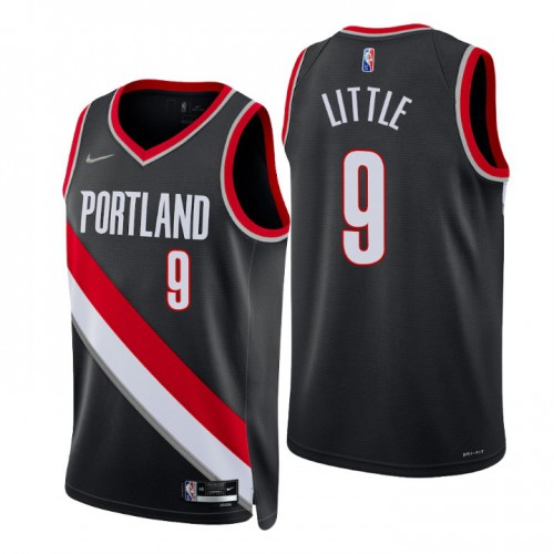 Portland Trail Blazers #9 Nassir Little Black Mens 2021-22 75th Anniversary Diamond Swingman Jersey - Icon Edition Mens