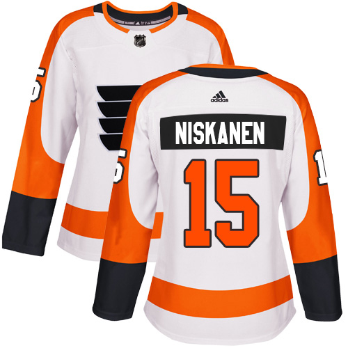 Adidas Philadelphia Flyers #15 Matt Niskanen White Road Authentic Women's Stitched Jersey Womens