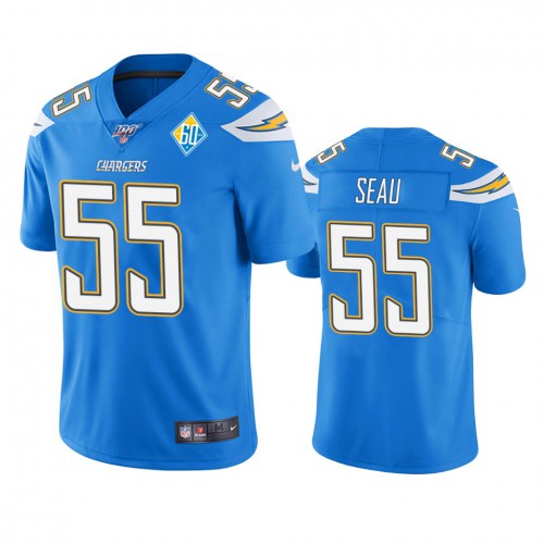 Los Angeles Los Angeles Chargers #55 Junior Seau Light Blue 60th Anniversary Vapor Limited Jersey Men's
