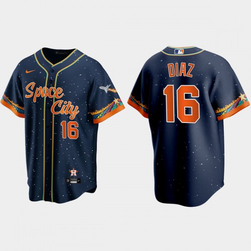 Houston Houston Astros #16 Aledmys Diaz Navy Men's 2021 City Connect Replica Jersey Men's