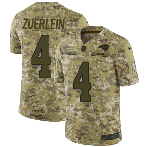 Los Angeles Rams #4 Greg Zuerlein Camo Men's Stitched Limited 2018 Salute To Service Jersey Men's