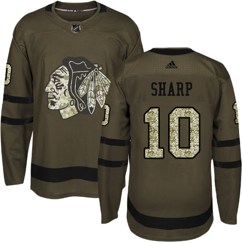 Adidas Chicago Blackhawks #10 Patrick Sharp Green Salute to Service Stitched Youth Jersey Youth