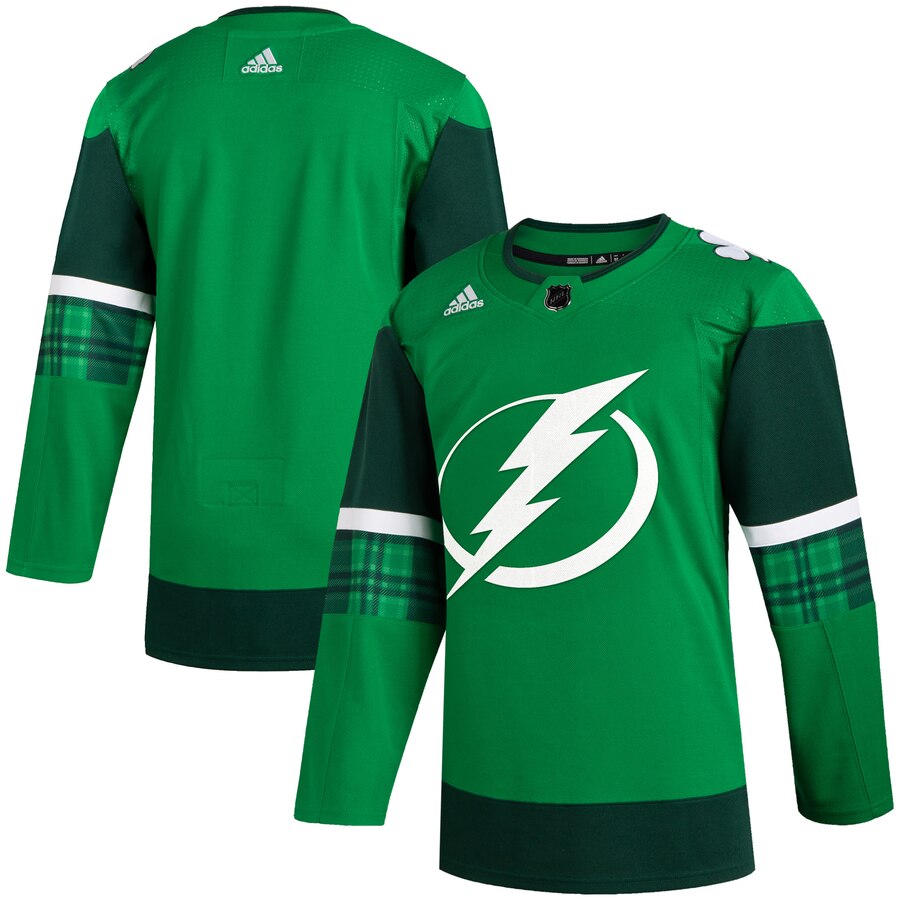 Tampa Bay Lightning Blank Men's Adidas 2020 St. Patrick's Day Stitched Jersey Green